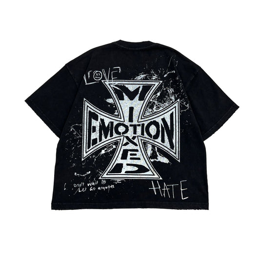 MIXED EMOTION Black Chaos tee (Black/White)