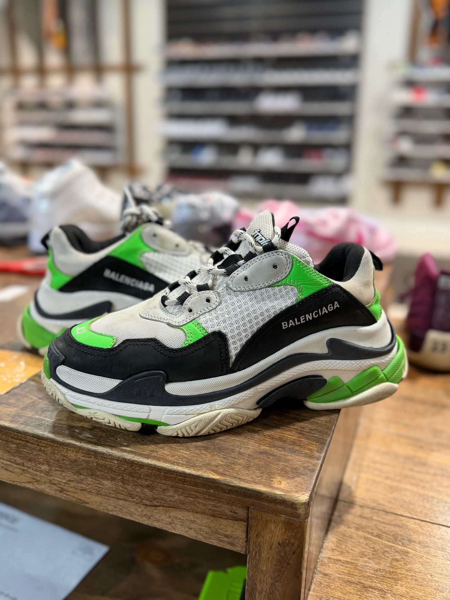 *USED* Balenciaga Triple S Green/Black