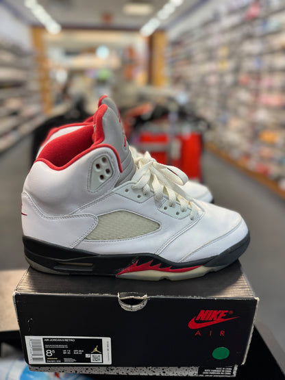 *USED* Jordan 5 Retro Fire Red Silver Tongue (2020)
