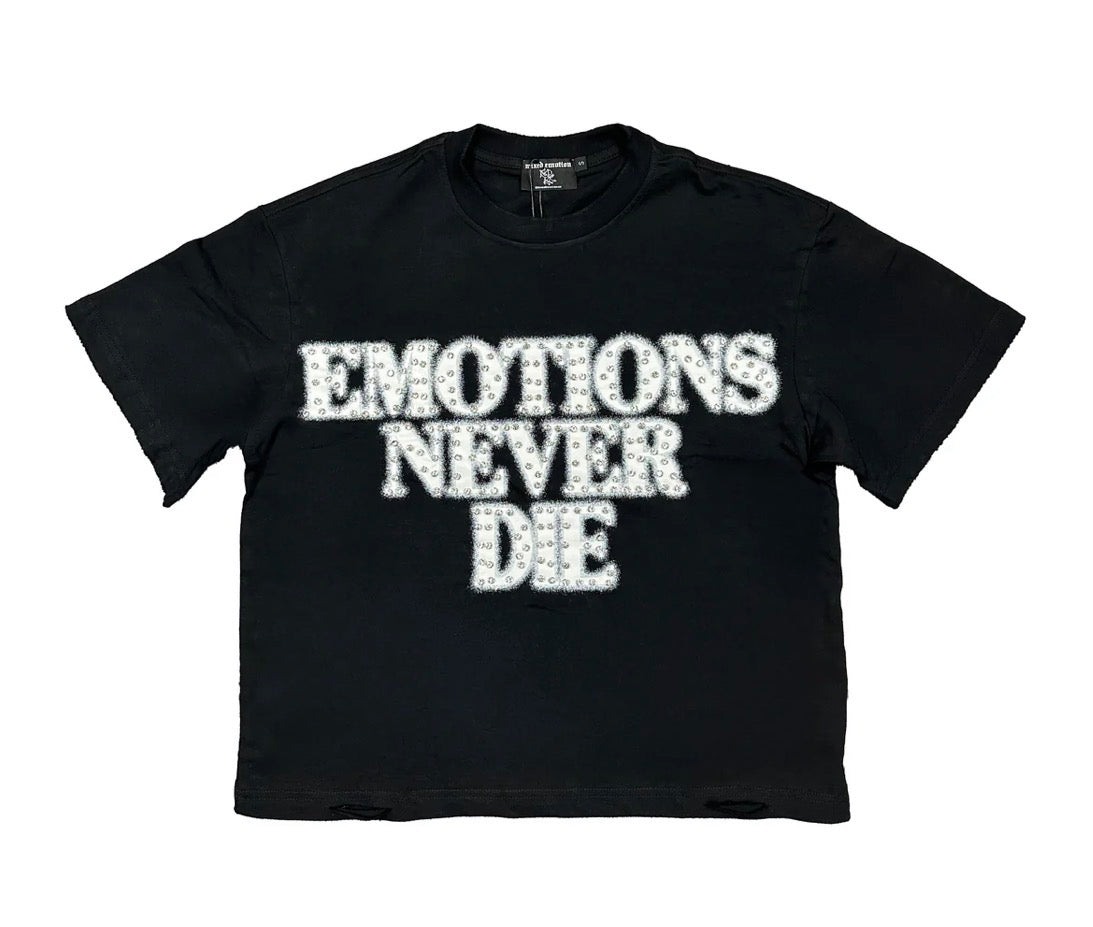 MIXED EMOTION Black End Rhinestone Tee