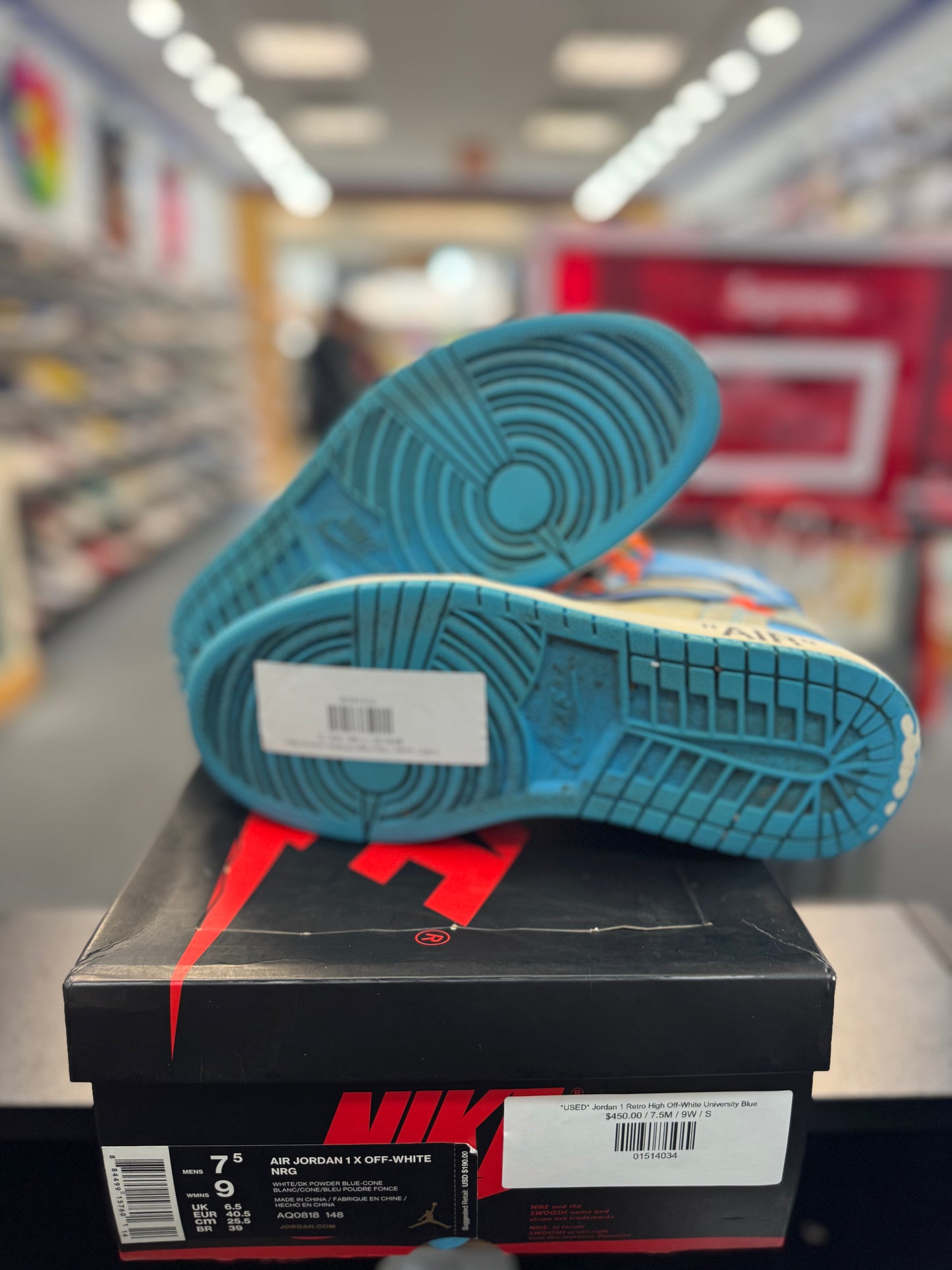 *USED* Jordan 1 Retro High Off-White University Blue