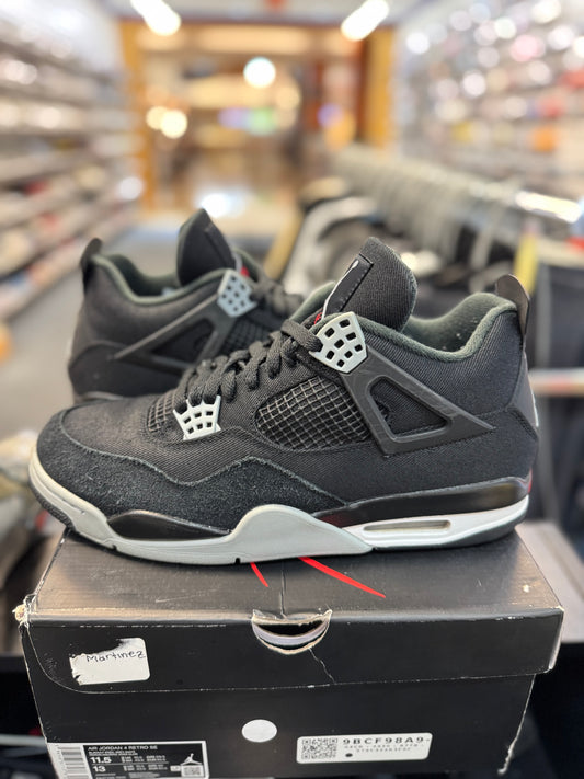 *USED* Jordan 4 Retro SE Black Canvas