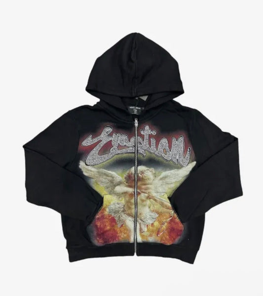 MIXED EMOTION Black Cupid Zip Up