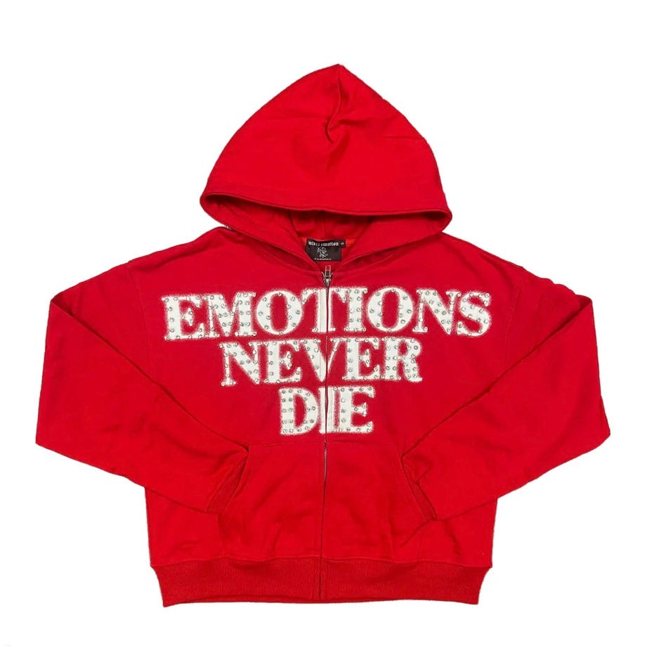 MIXED EMOTION Red Rhinestone Hoodie