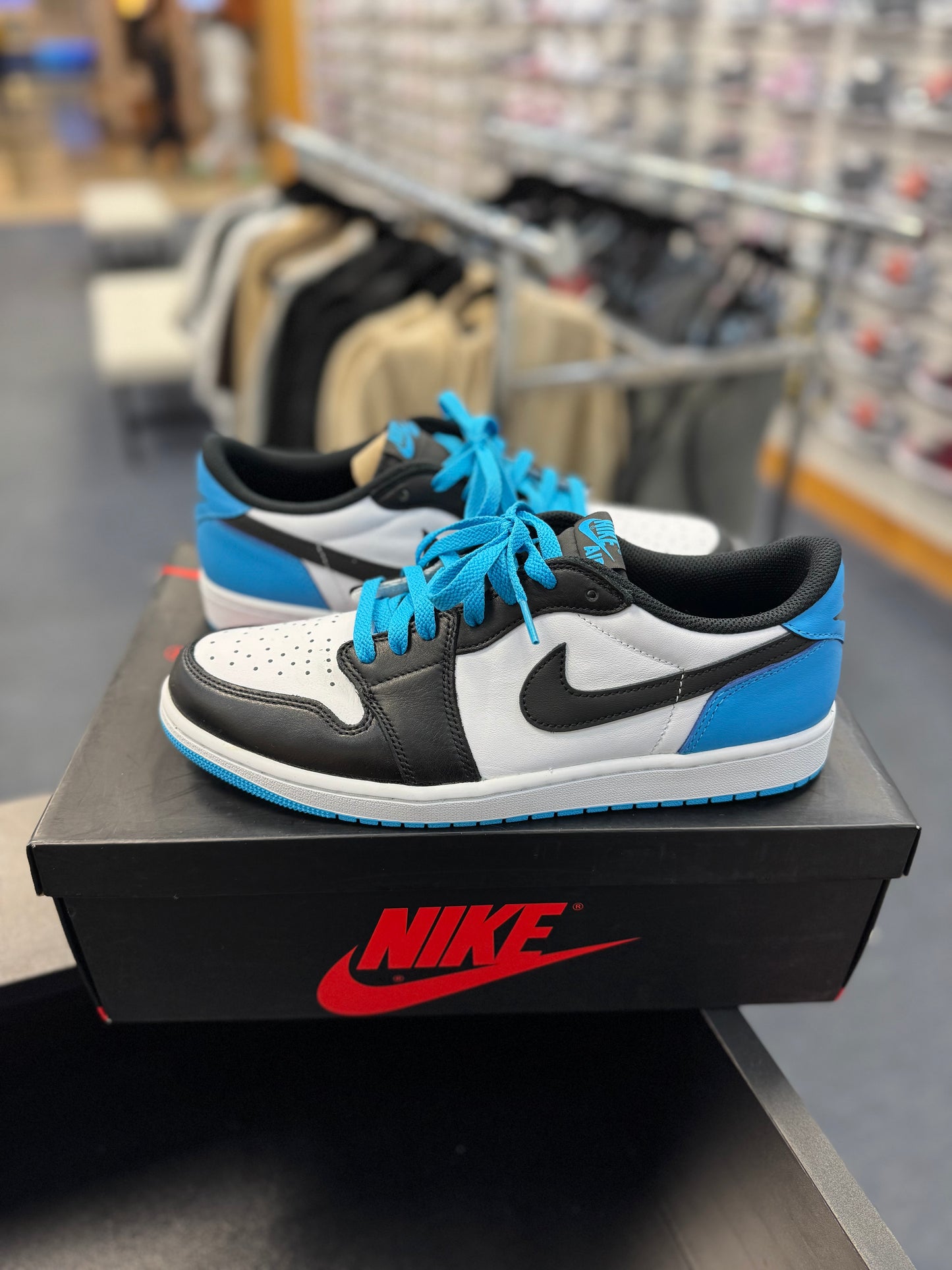 *USED* Jordan 1 Retro Low OG Black Dark Powder Blue