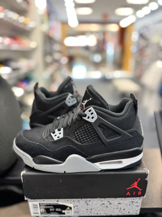 *USED* Jordan 4 Retro Black Canvas (GS)