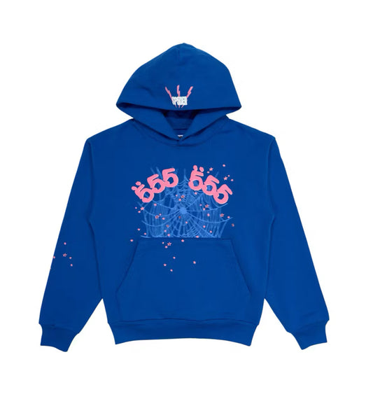 Sp5der Angel Number Hoodie Blue