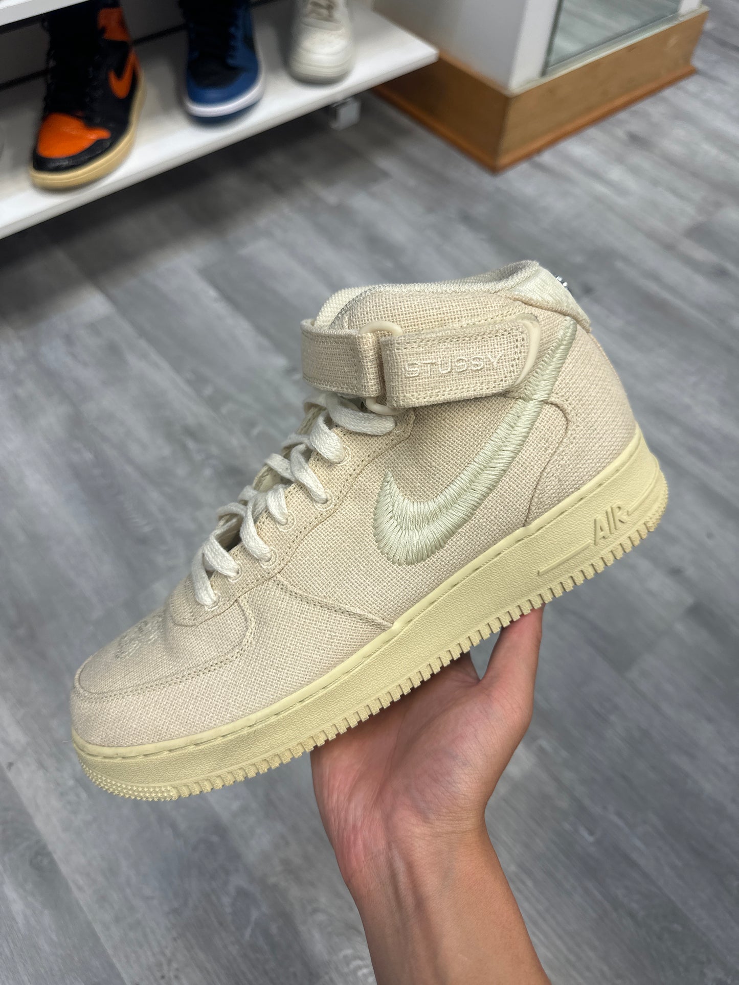 *USED* Nike Air Force 1 Mid Stussy Fossil
