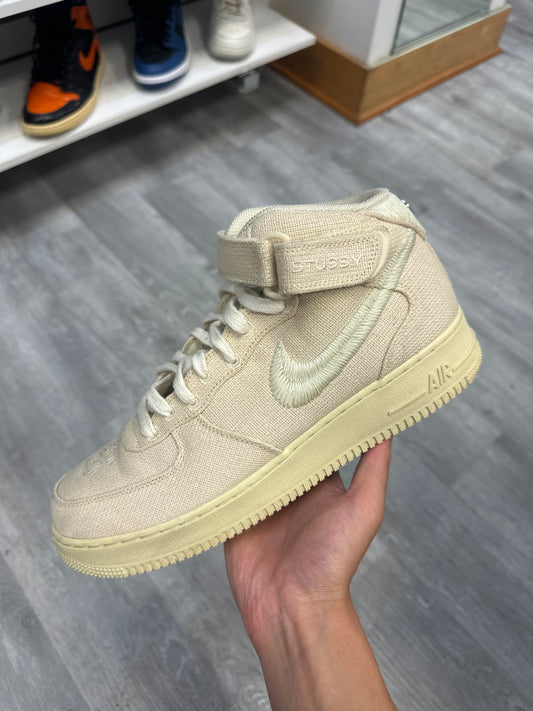 *USED* Nike Air Force 1 Mid Stussy Fossil