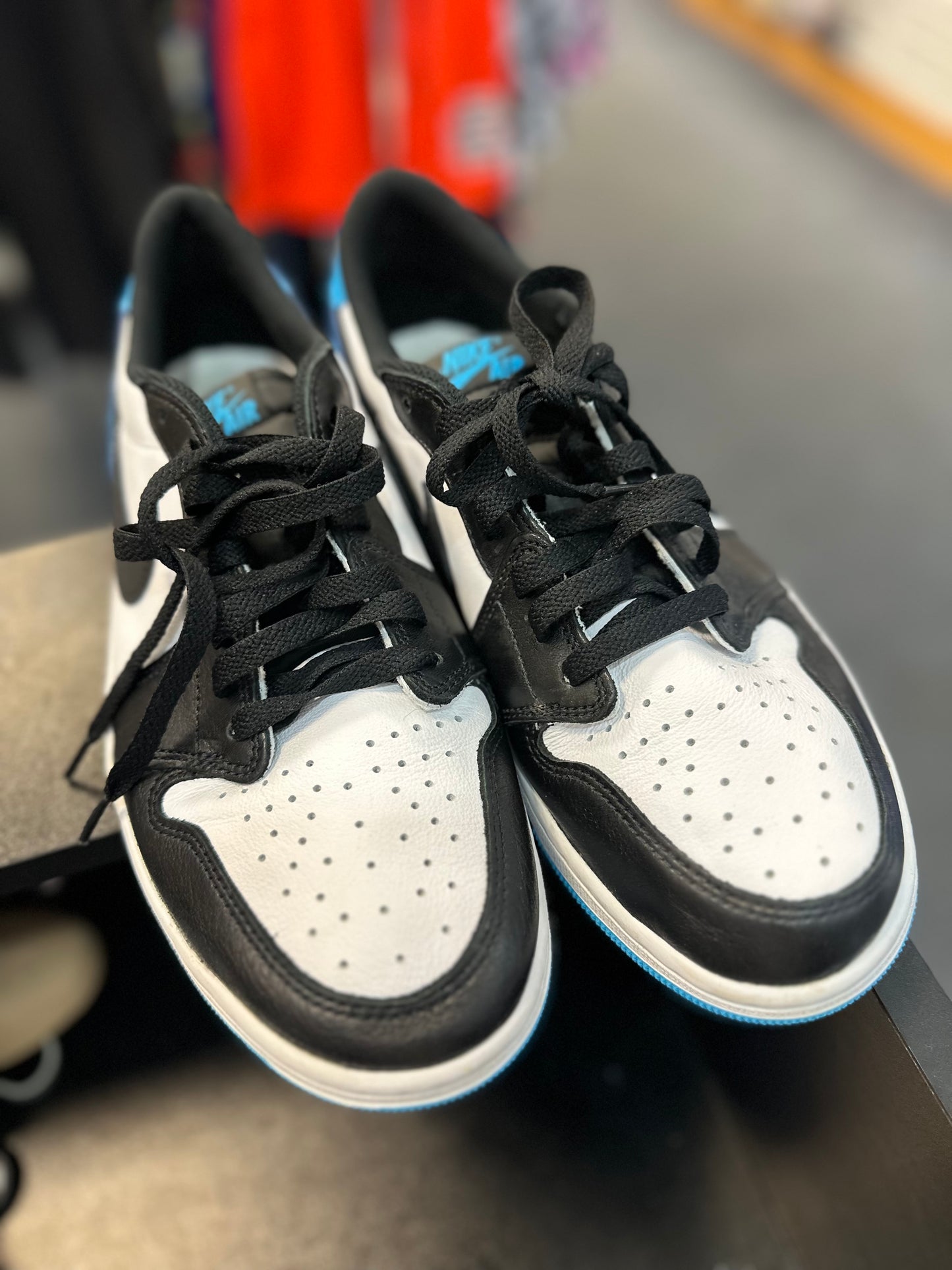 *USED* Jordan 1 Retro Low OG Black Dark Powder Blue