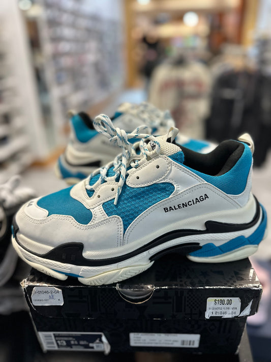 " USED "  Balenciaga Runner Triple S White / Blue