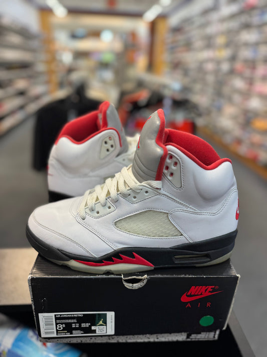 *USED* Jordan 5 Retro Fire Red Silver Tongue (2020)