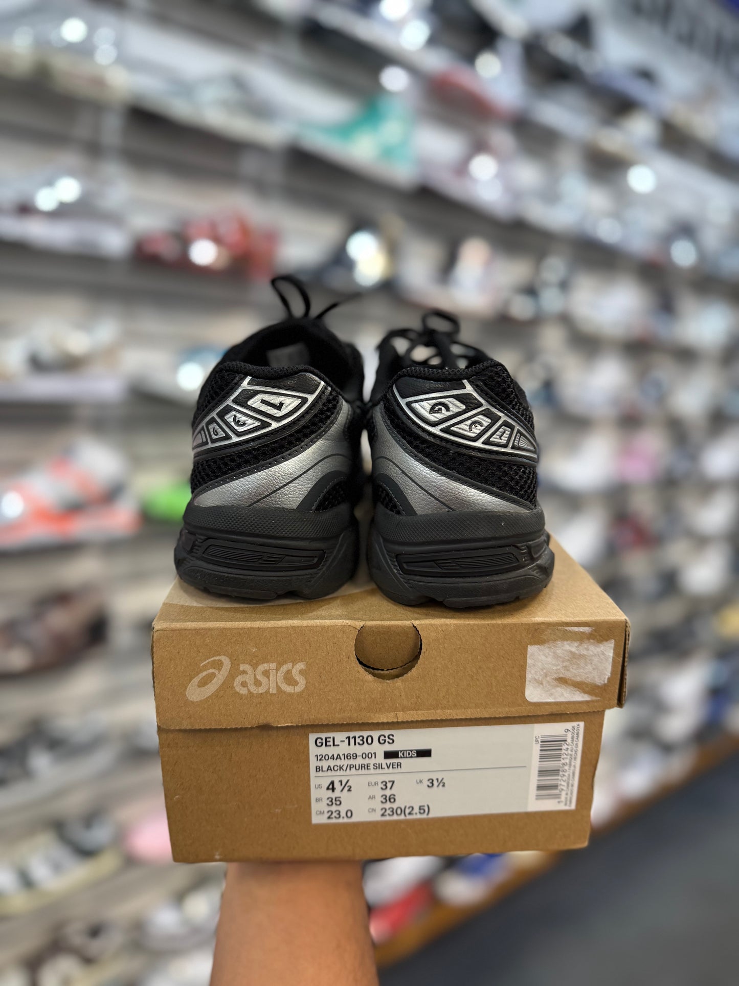 *USED* ASICS Gel-1130 Black Pure Silver (GS)