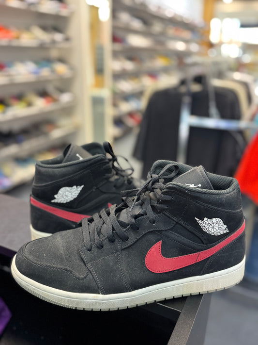 *USED* Jordan 1 Mid Multi-Color Swoosh Black