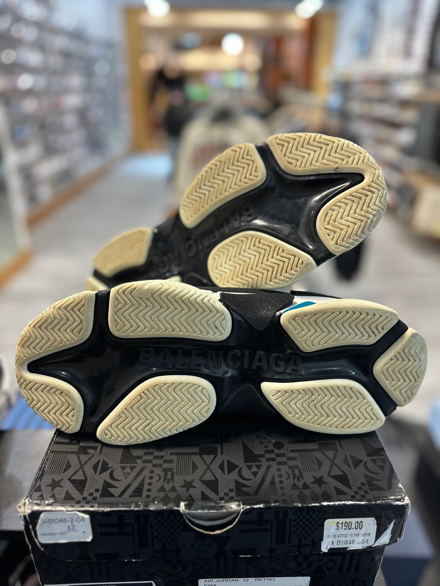 " USED "  Balenciaga Runner Triple S White / Blue