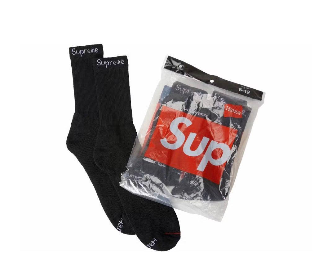 Supreme Hanes Socks (4 Pack) Black