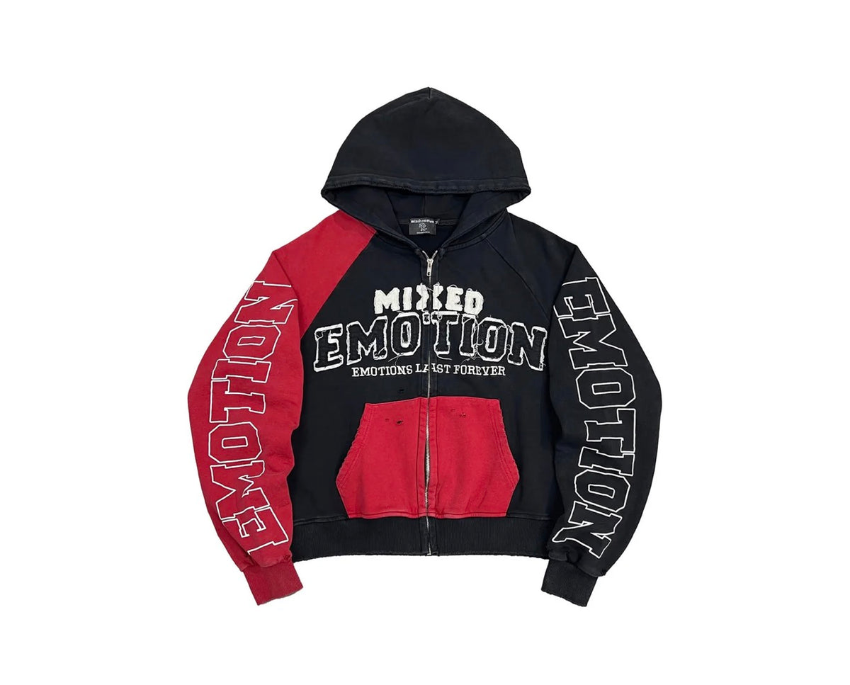 Mix Emotion Red Split Decision Hoodie