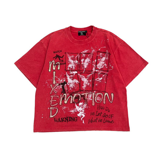 MIXED EMOTION Red Crimson tee