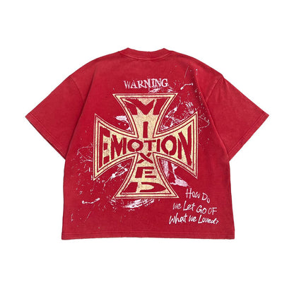 MIXED EMOTION Red Crimson tee