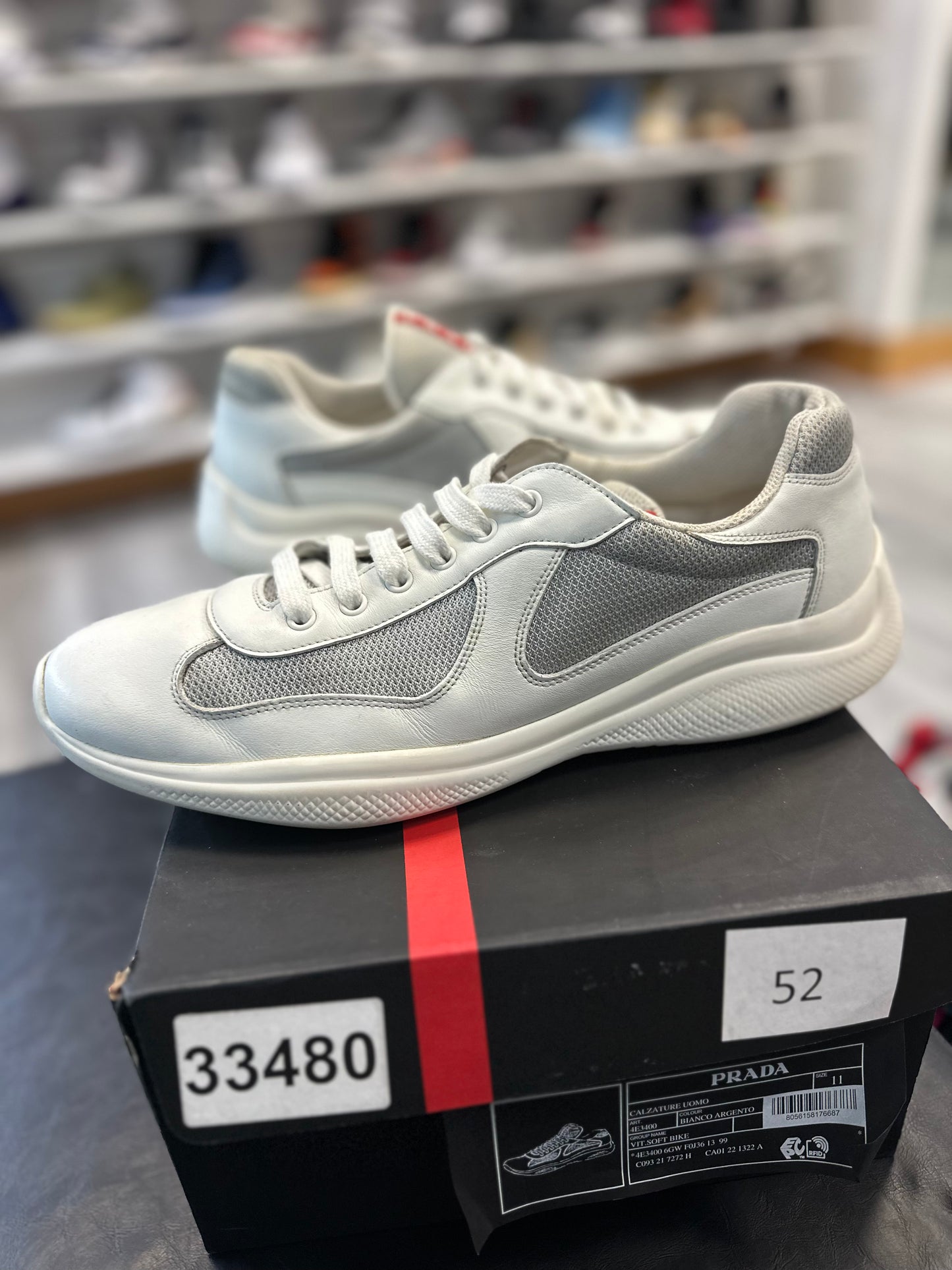 *USED* Prada Cup White/Grey Sneakers