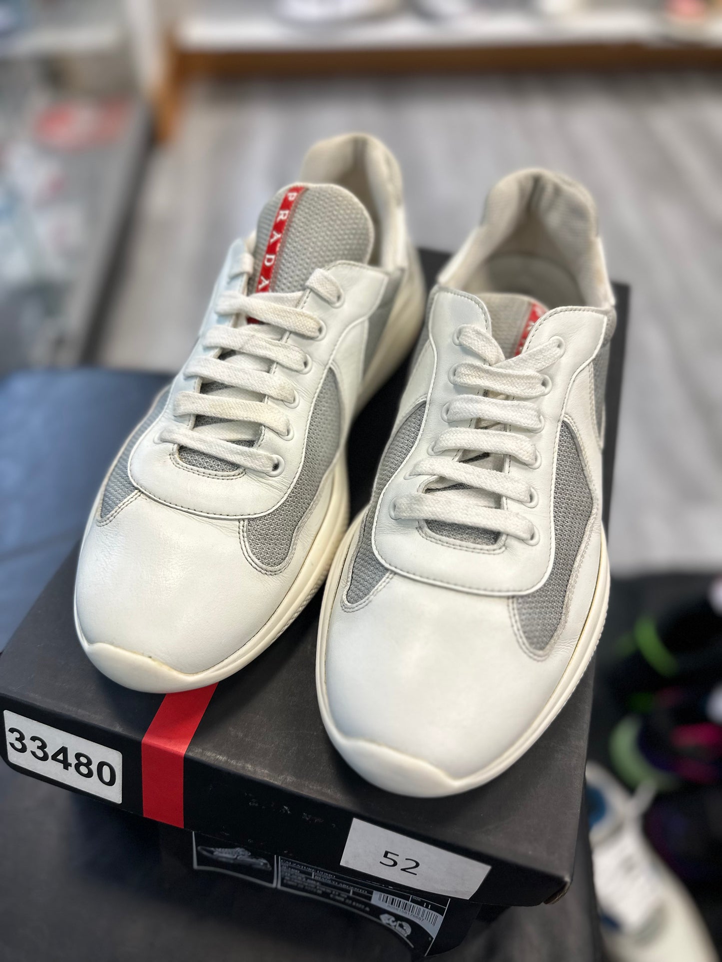 *USED* Prada Cup White/Grey Sneakers