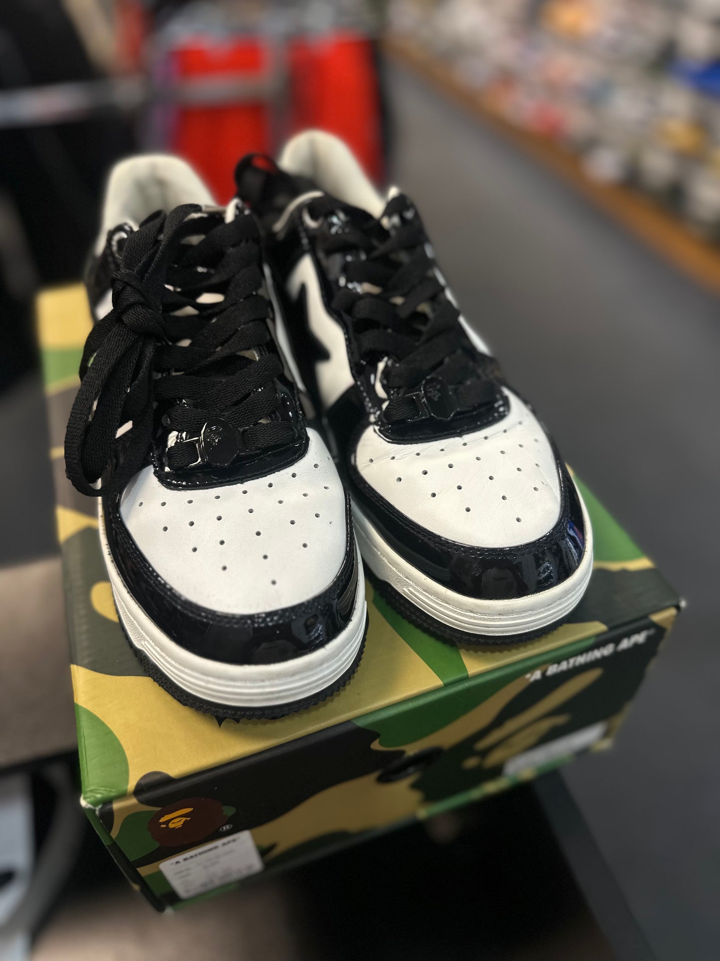 *USED* A Bathing Ape Bape Sta Low Black/White