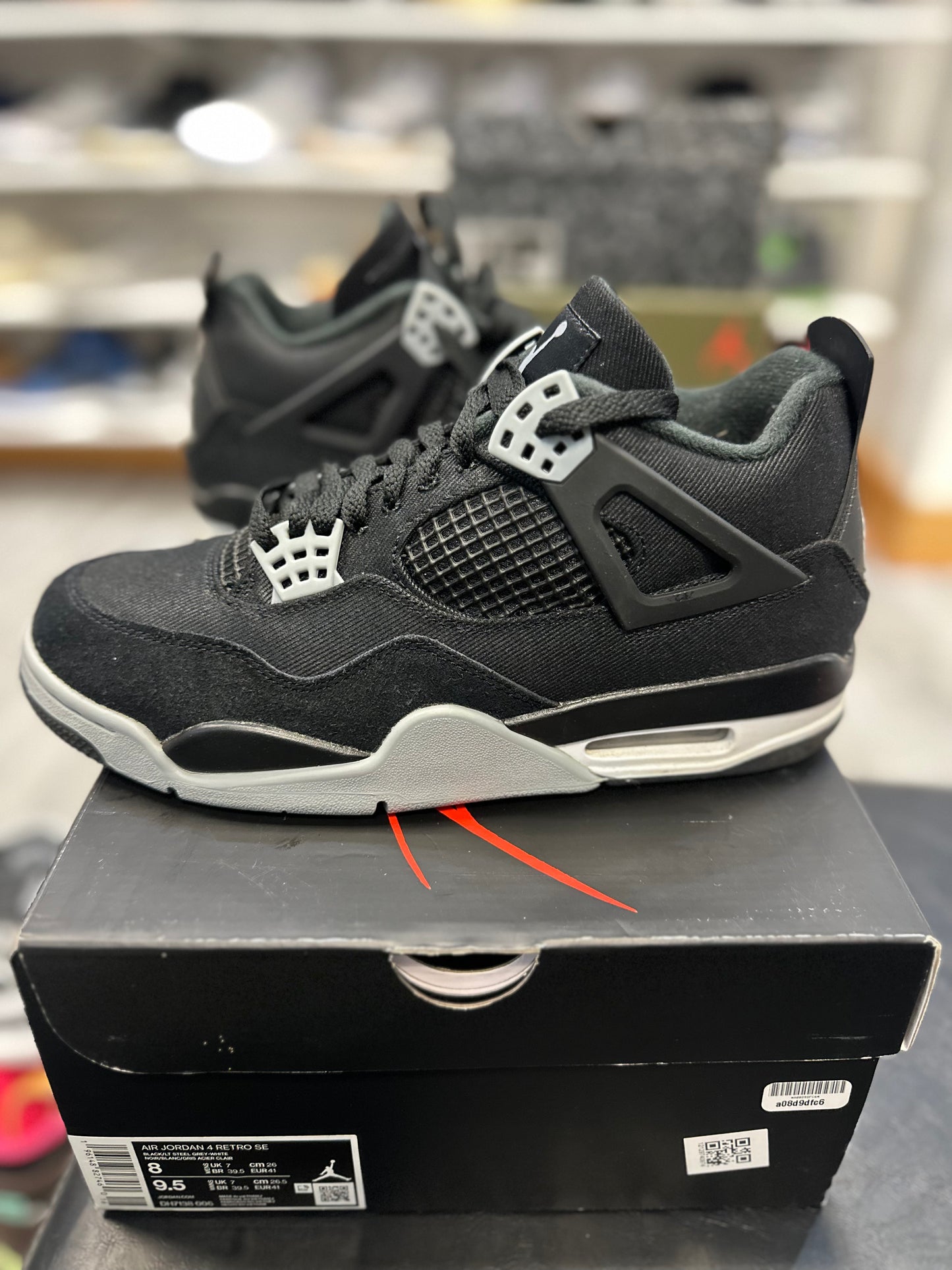 *USED* Jordan 4 Retro SE Black Canvas