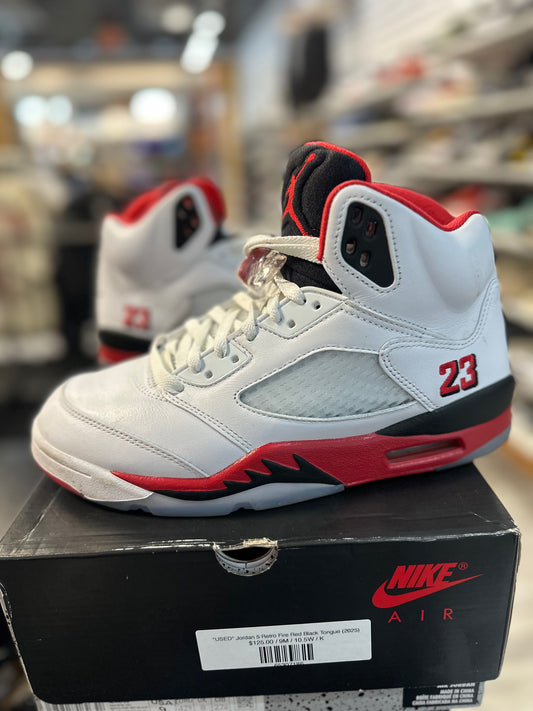 *USED* Jordan 5 Retro Fire Red Black Tongue (2025)