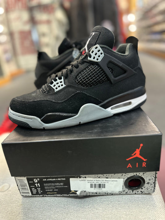 *USED* Jordan 4 Retro SE Black Canvas