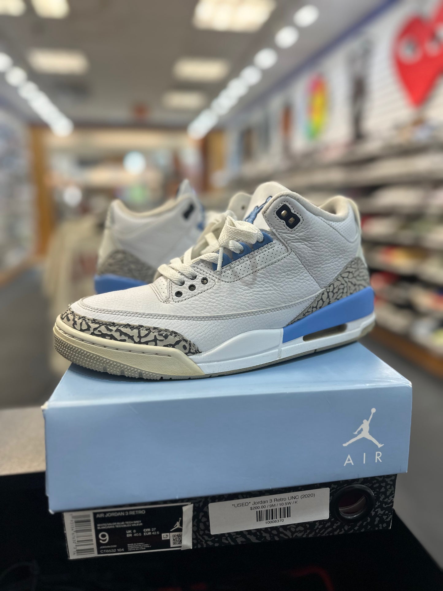 *USED* Jordan 3 Retro UNC (2020)