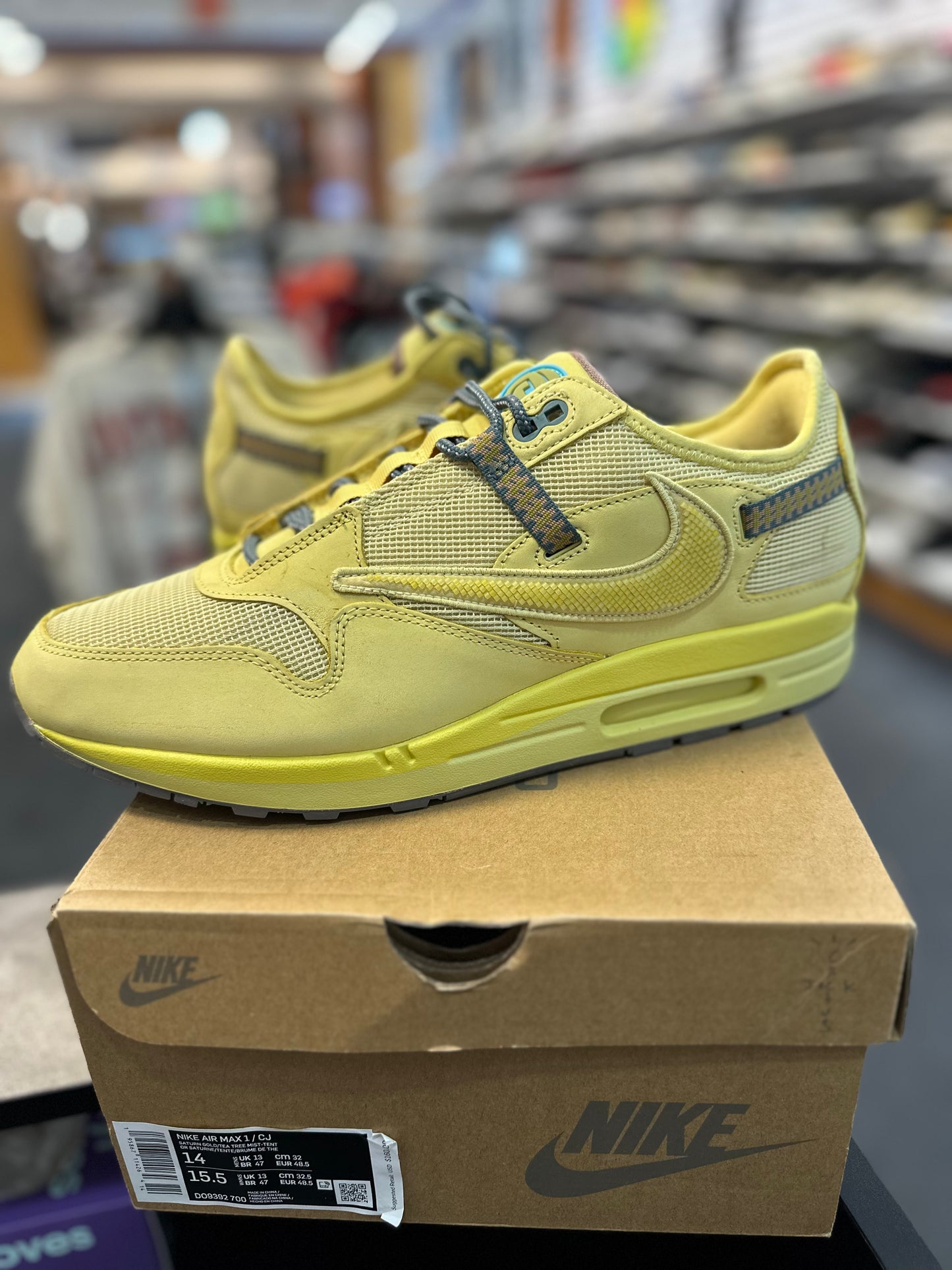 *USED* Nike Air Max 1 Travis Scott Cactus Jack Saturn Gold