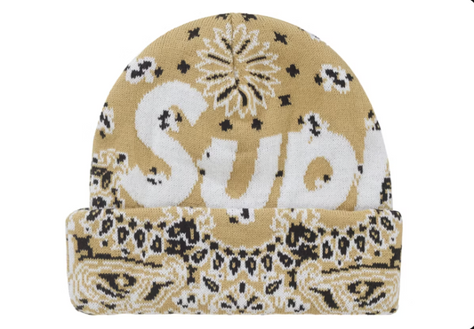 Supreme Bandana Big Logo Beanie Beige