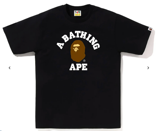BAPE MENS COLLEGE TEE Black