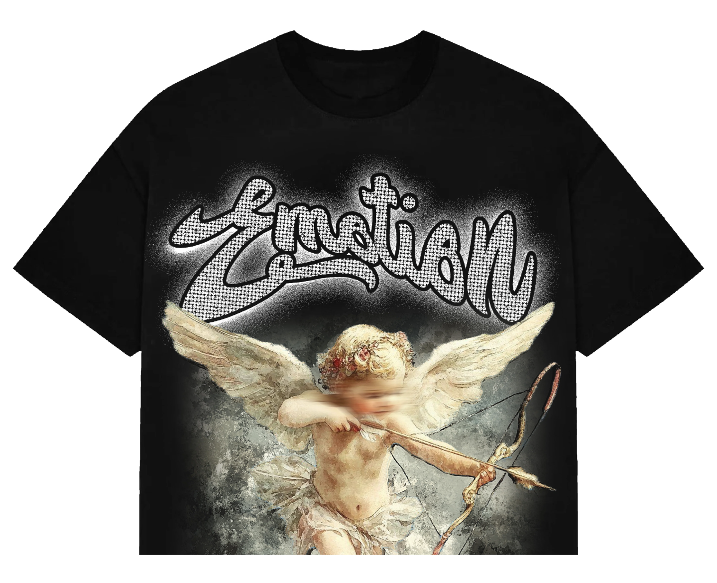 MIXED EMOTION Black “Rhinestone” Cropped Tee