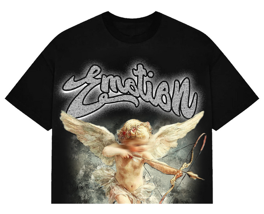 MIXED EMOTION Black “Rhinestone” Cropped Tee