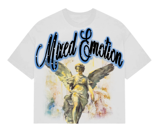 MIXED EMOTION Blue “Rhinestone” Cropped Shirt