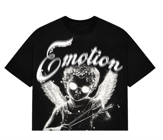 Mixed Emotion Black “Pearl” Cropped Tee