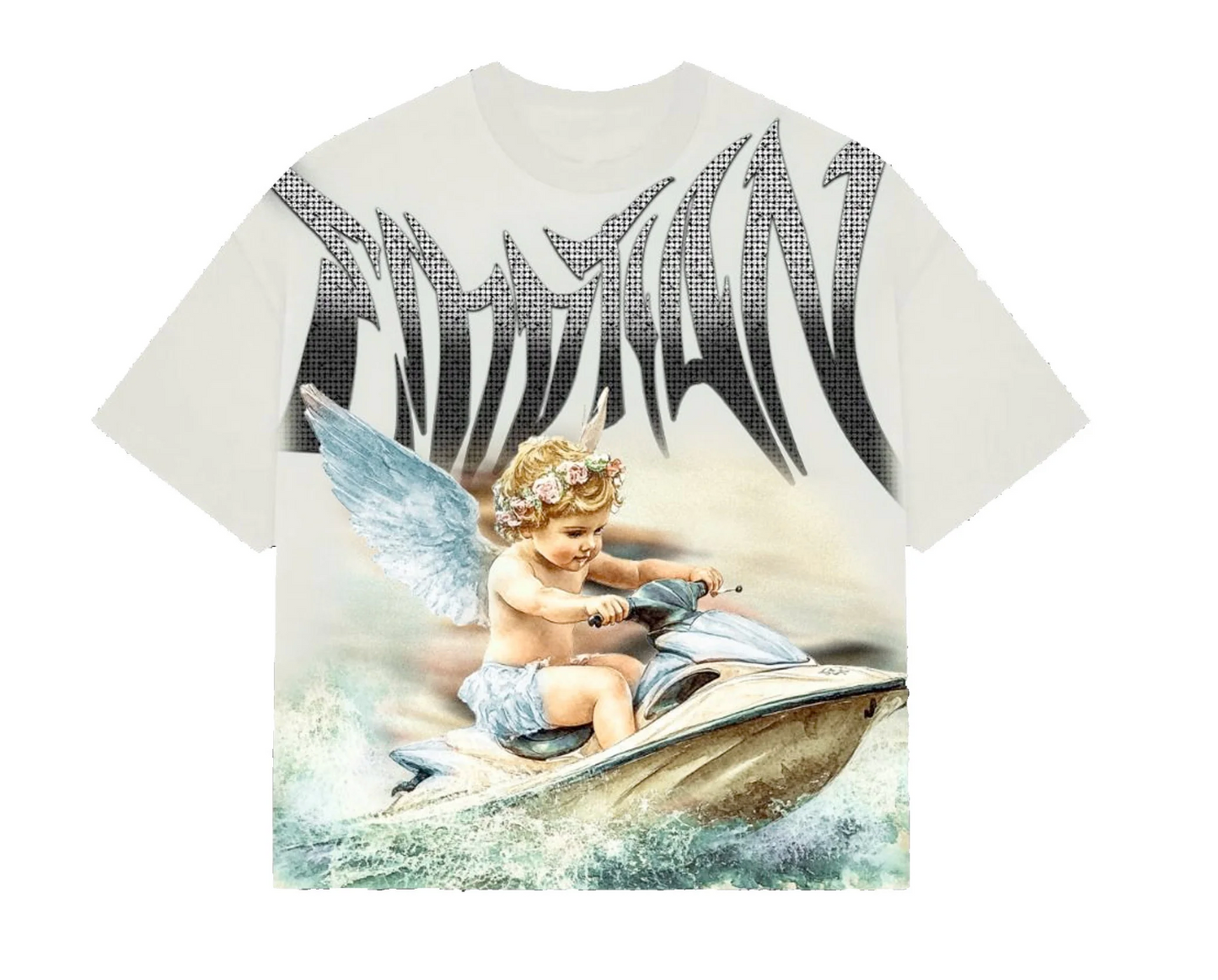 MIXED EMOTION Cream ‘Jetski’ Rhinestone Tee