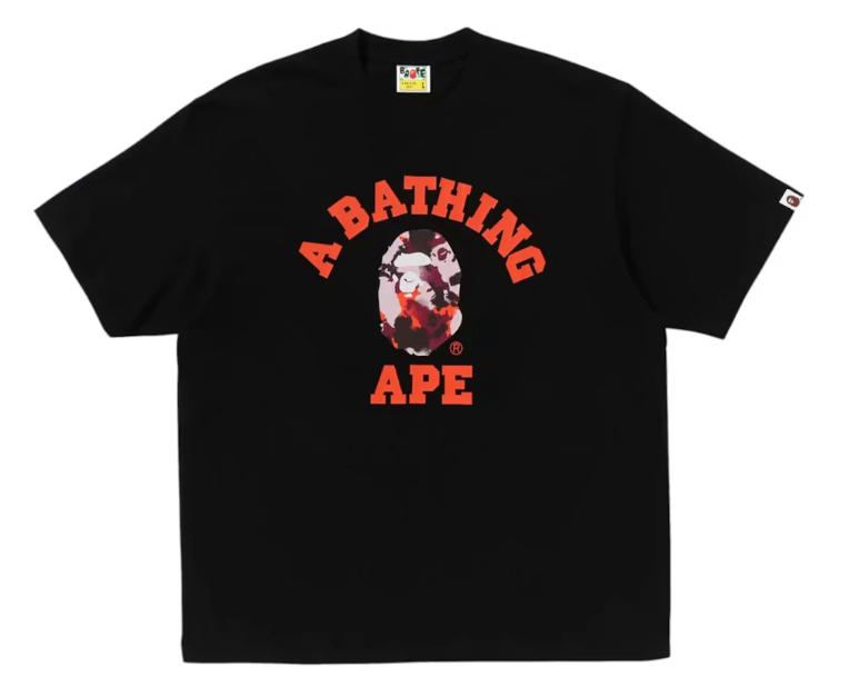 BAPE Map Camo College Relaxed Fit Tee Black/ORANGE
